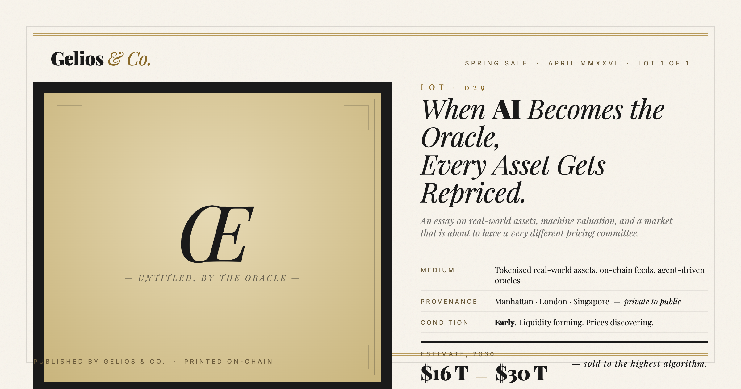 When AI Becomes the Oracle, Every Asset Gets Repriced.