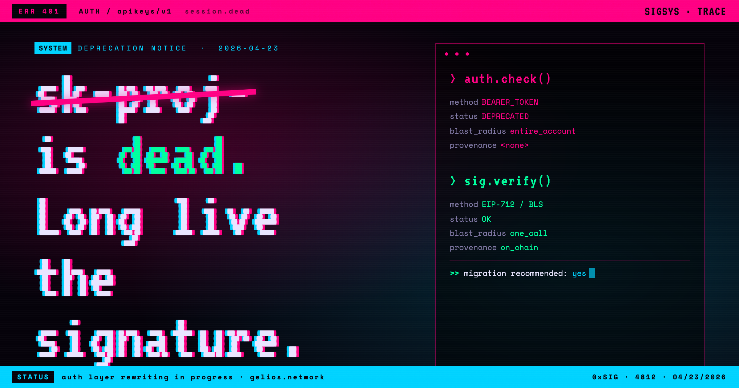 The API Key Is Dead. The Signature Replaces It.