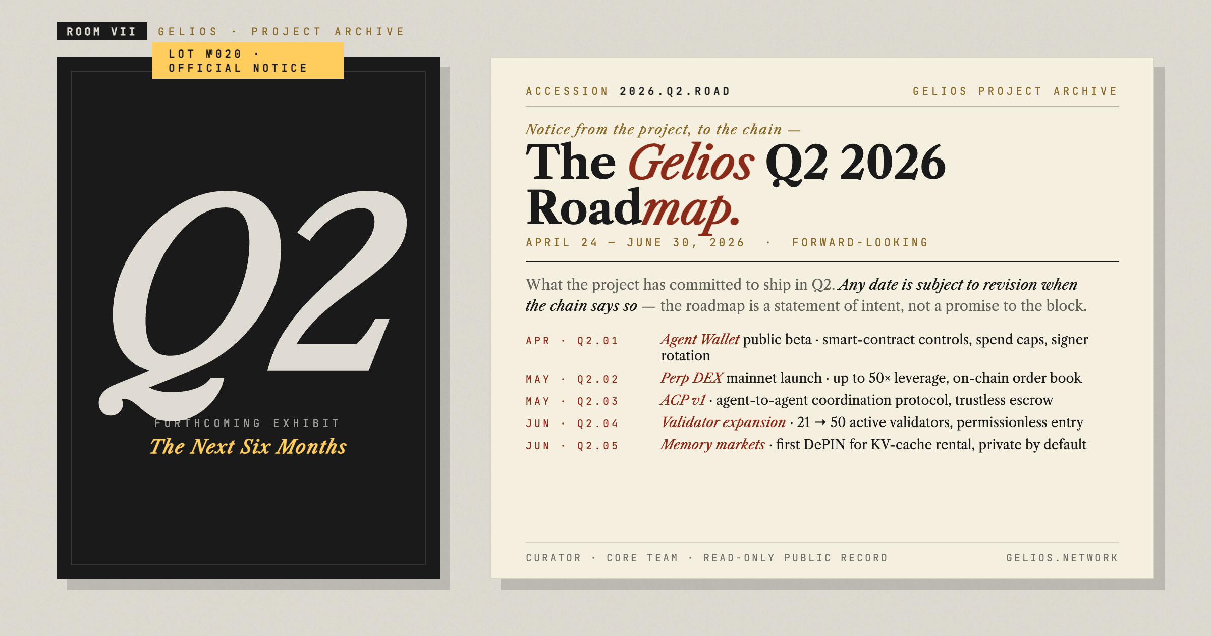 The Gelios Q2 2026 Roadmap.